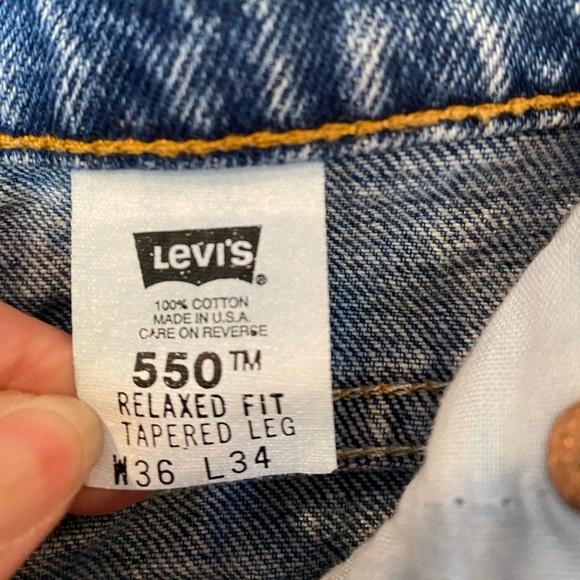 Levi's 550 36x30 Relaxed Fit Tapered Leg Men's Jeans raw Medium Wash Denim Blue - Picture 15 of 16